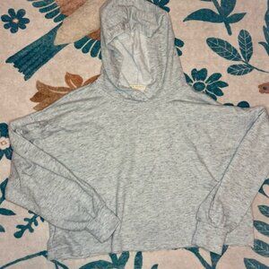 Gray Hooded Crop Sweatshirt